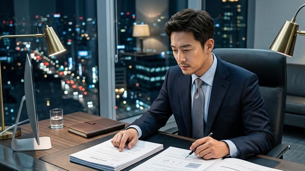 법인대리운전 업체 제안서를 나란히 놓고 비교하는 담당자